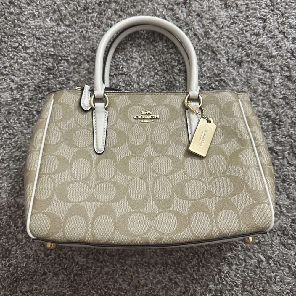 Coach Beige and Cream Signature Satchel